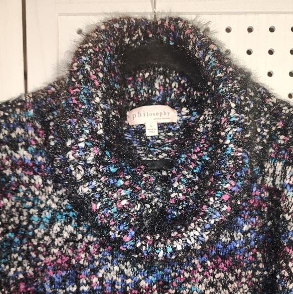 Philosophy Large Multicolor Fuzzy Cowl Turtleneck Sweater - Picture 2 of 5